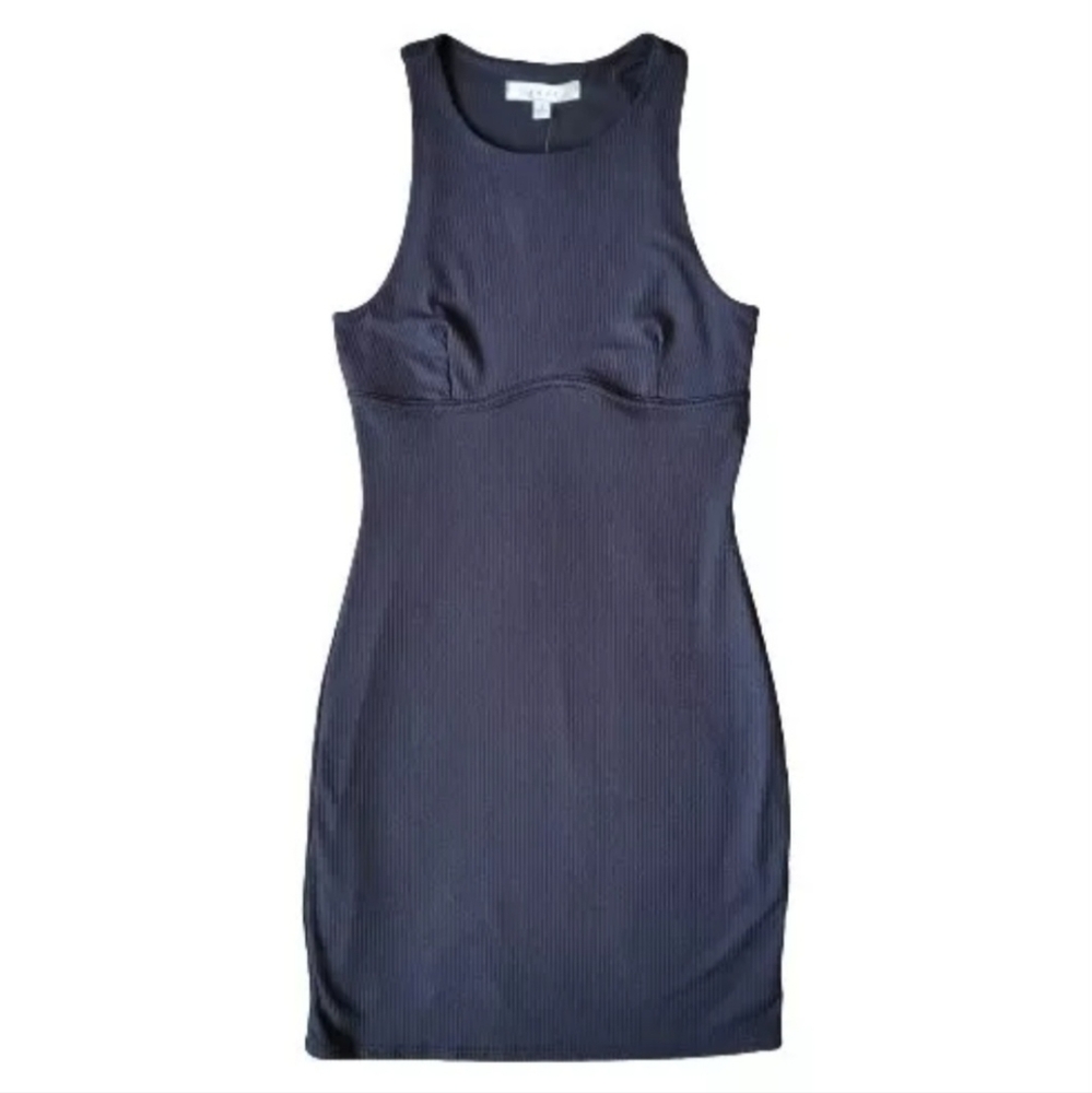 NWT Gaze Black Ribbed Bodycon Dress Size Small